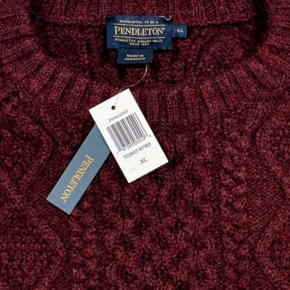 Pendleton Fisherman Sweater Women’s XL — Burgundy Heather Shetland Wool NWT - Picture 4 of 12